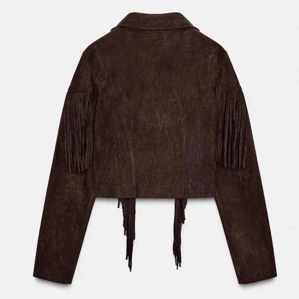 ZARA FAUX SUEDE FRINGED JACKET - Picture 2 of 16
